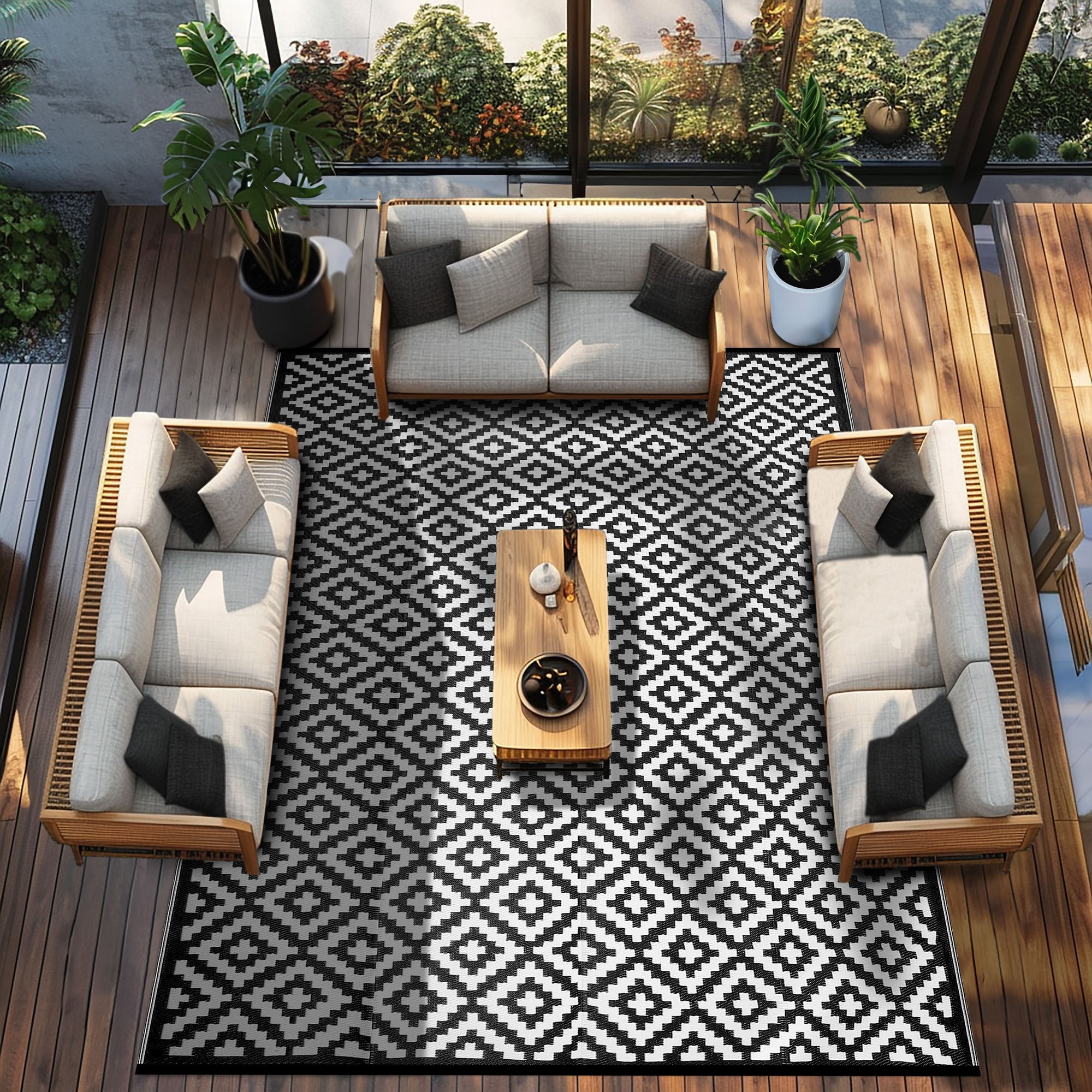 Green Decore Nirvana Black White Outdoor Rug