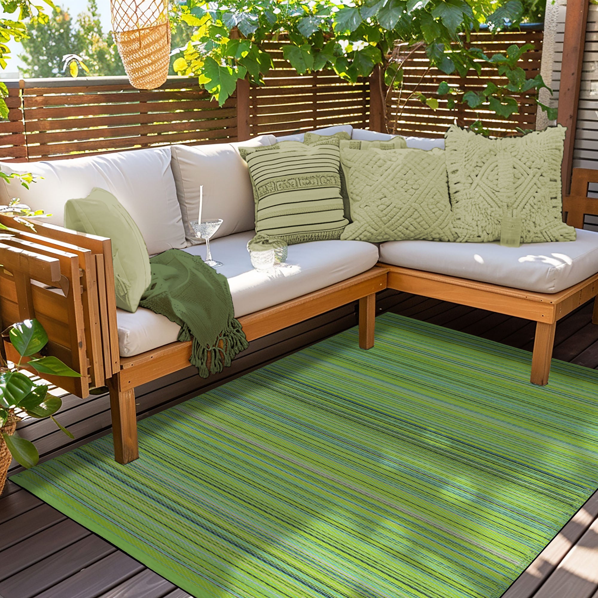 Weaver Multi Green Outdoor Rug